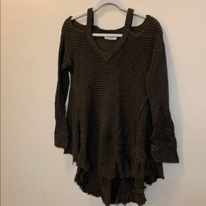 Elan v-neck sweater with shoulder cut outs